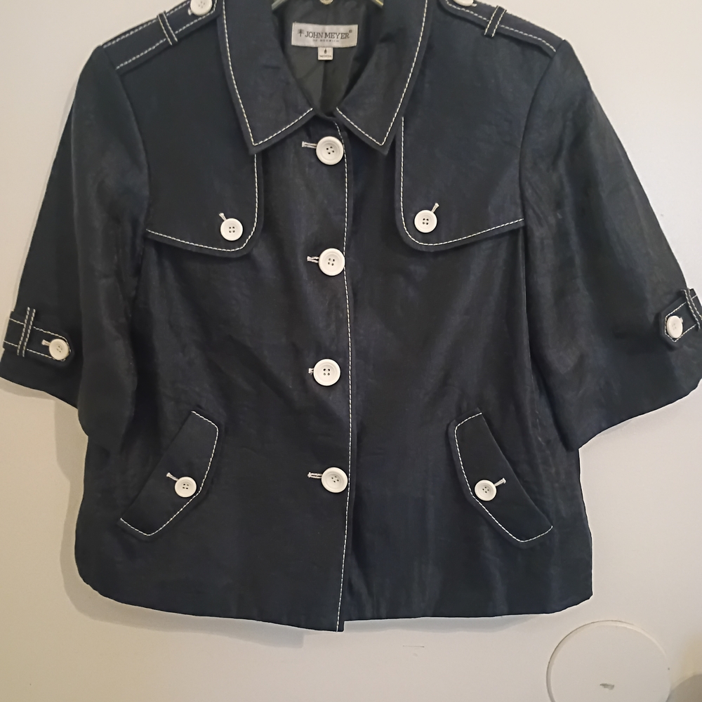 John Meyer Of Norwich Women's Stylish Navy Blue Utility Jacket Sz 8
